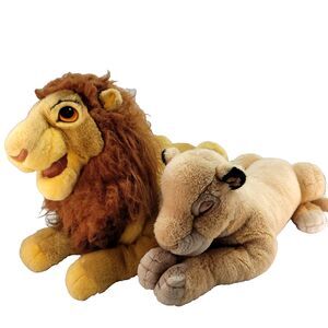 Vtg Lion King Mufasa Sarabi Plush Puppet Large Simba Nala 29"-32" walt disney